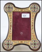 A believed 19th / early 20th century Russian gilded silver and cabochon stone inlaid champleve