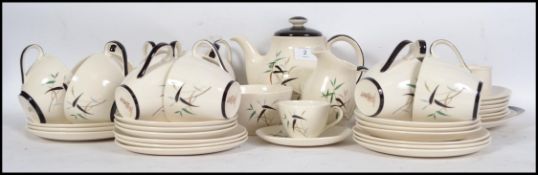 An extensive Royal Doulton 6 person tea coffee and dinner service in the Bamboo pattern D6446