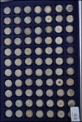 Coins - A collection of over seventy  silver sixpence coins dating from the 19th century,
