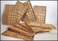 A collection of 10 rare Victorian - 19th century Industrial printers trays, each with sectional