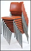 A set of 10 vintage 1960's school / Industrial hall chairs raised on grey tubular metal frames