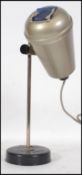 A vintage mid century Prior Laboratory lamp with conical shade and raised on metal plinth base