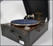 An early 20th century vintage Columbia portable wind up picnic grafanola no. 202 gramophone, black