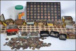 A collection of mixed British coins and tokens from around the world dating from the 19th century.
