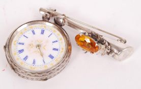 A Victorian silver hallmarked brooch having central stone. Hallmarked for Ward Bros, Edinburgh