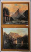 G Venning 1924. 2 early 20th century continental oil on canvas paintings of Italian lake scenes, one
