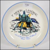 An original 1969 moon landing plate by Crown Ducal - Commemorative plate of the apollo 11 Lunar