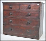 A Victorian 2 over 3 mahogany chest of drawers. 2 short over 3 deep configuration having flared top,