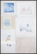 A collection of five framed and glazed political sketch print pictures. All signed by the artists in