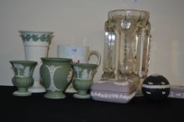 A collection of Wedgwood jasper ware in three different colours to include Basalt together with a