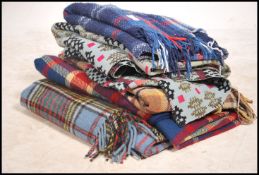 A lovely collection of vintage 20th century wool blankets, possibly Welsh having various designs