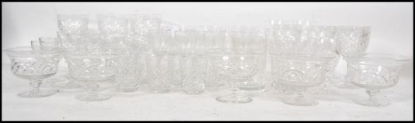 A good collection of vintage lead cut glass drinking glasses, to include wine glasses, sherry
