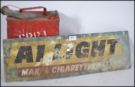 A vintage mid 20th century A1 Light Makes Cigarettes point of sale advertising sign together with