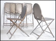 A set of 6 retro 1950's / 20th century gilt enamel metal folding stacking chairs by American Hostess
