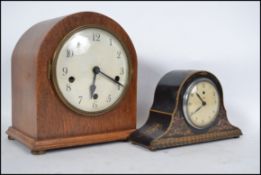 Two vintage 20th century mantel clocks to include an electric Japanned early 20th century