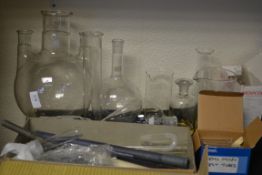 A good group of vintage scientific chemical / lab equipment to include glass tubing, Pyrex micro