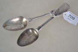 2 silver hallmarked George 2nd teaspoons dating to 1756 possibly by Cornelius Bland, London.