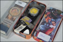 An original Pop Swatch wristwatch being complete in the original packaging and fabric strap together