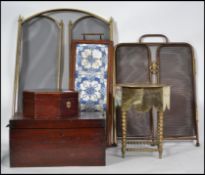 A good mixed lot to include a Georgian mahogany box, octagonal inlaid box, large brass trivet table,