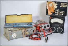 A collection of meters / tools etc to include a cased engineers measure set, avometer, mighty