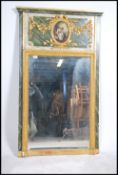 A large 20th century Empire revival gilt wood and faux marble painted Empire style over mantle