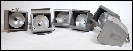 A collection of vintage mid century Industrial theatre / cinema lights by Strand. Each with wall