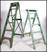 A vintage 20th century painted lattice worked Industrial step ladder. Ideal as conversion to