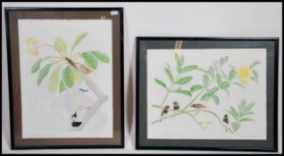 A pair of limited framed and glazed silk screen prints by Danka Napiorkowska. Titled Spice Birds and