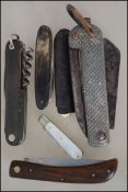 A collection of vintage pen knives - penknives to include military, bone handled etc. Also with a