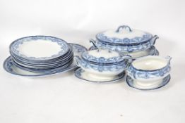 A 19th century Victorian blue and white Staffordshire  dinner service in the Louvre consisting of