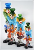 A graduating set of four retro Murano studio art g