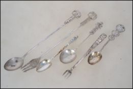 2 Chinese silver hallmarked Wang Hing & Co teaspoo