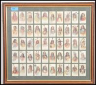 A double sided framed and glazed cigarette card display. The cigarette cards depicting famous Native