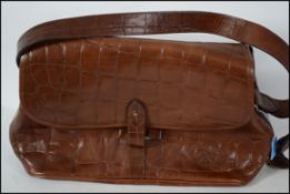 An original Mulberry brown faux crocodile leather tote bag. This handbag has a fully adjustable