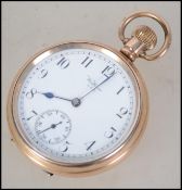 An excellent quality Waltham open faced pocket watch set within Dennison Star case with fully