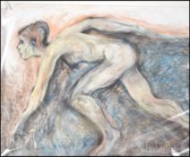 Baron Avro Manhattan 1914-1991 mixed media on paper , mounted and unframed. Signed Dated 1963. A