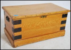 A Victorian scrumble painted pine blanket box ches