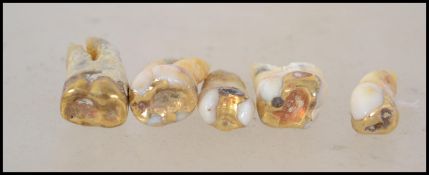 A collection of 20th century gold teeth ( 5 in total ), see illustration