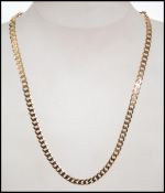 A 9ct gold flat curb link necklace chain having a
