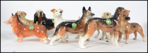 A good collection of ceramic figurines of dogs mostly by Melbaware along with Cooper Craft. To