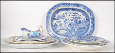 A good collection of 19th century and later blue a