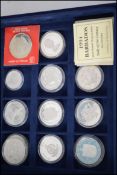 A collection of 12 silver proof coins Bermuda silv