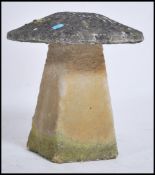 A 19th century large architectural stone staddle stone having typical mushroom top being raised on