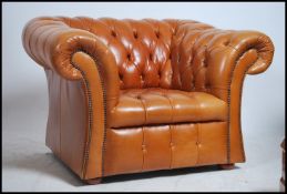 A good large Antique style tan brown leather Chest