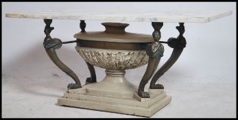 A mid century vintage marble and bronze cherub put