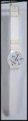 A retro 1980's wall hanging clock by Swatch in the form of a wrist watch 1987 Vasily Maxi Swatch
