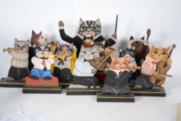 An unusual collection of wooden cats - an orchestr