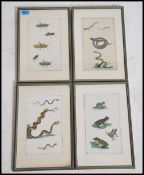 A set of four framed and glazed naïve studies of a