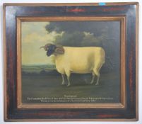 A large framed faux 19th century naive livestock o