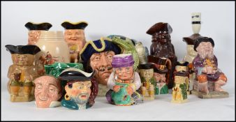 A large collection of Toby character jugs dating to the 20th century to include Royal Doulton,